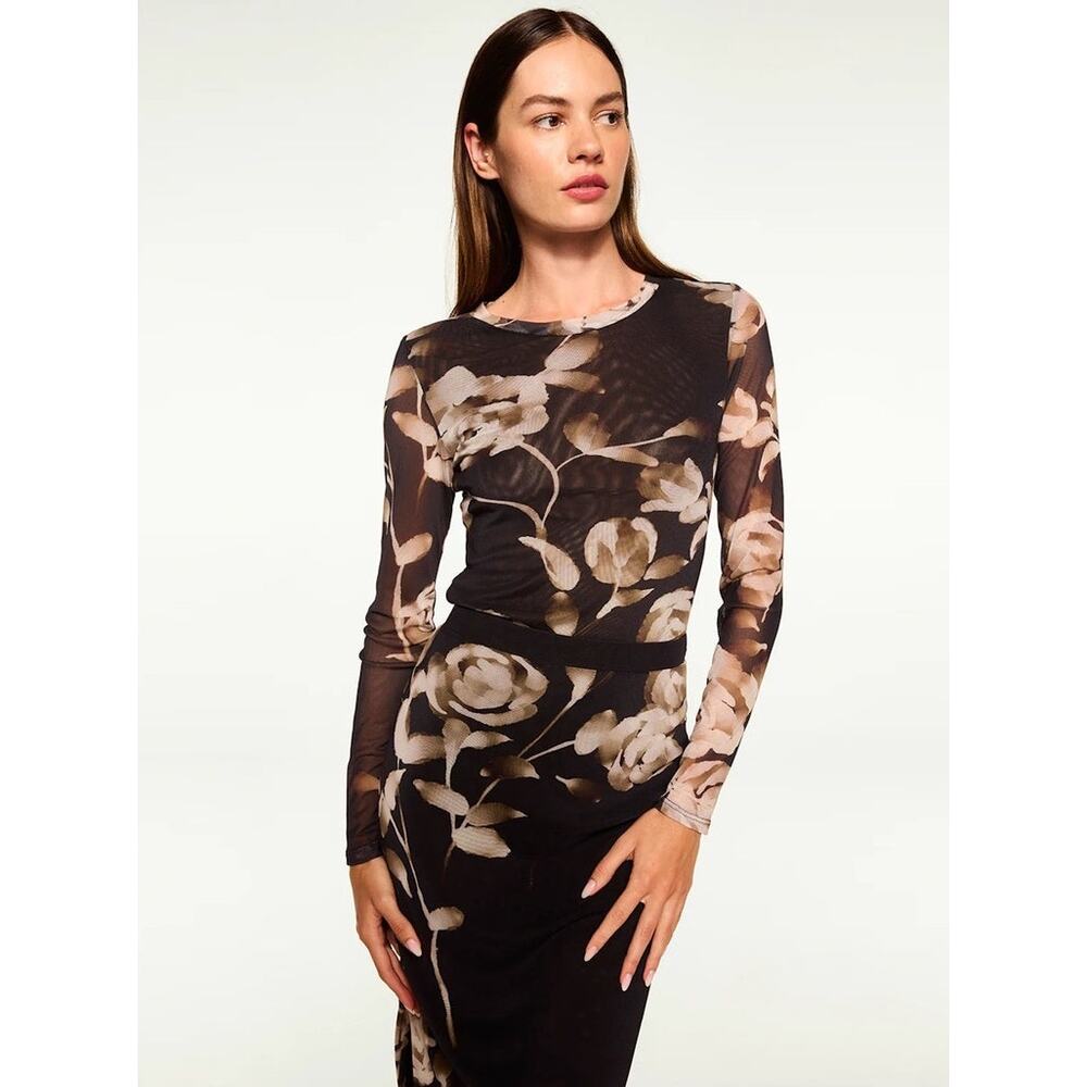 Misa Los Angeles Lula Top Faded Rose Medium Sheer Long Sleeve
